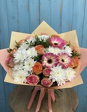 Букет цветов из:  Розы, Герберы и Хризантемы в Зайково