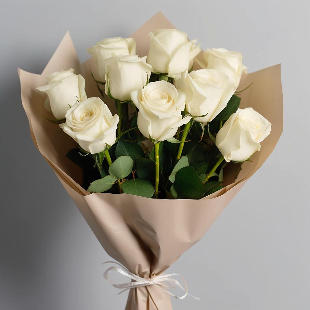 Букет 9 Белых роз Эдлесс Лав в Зайково