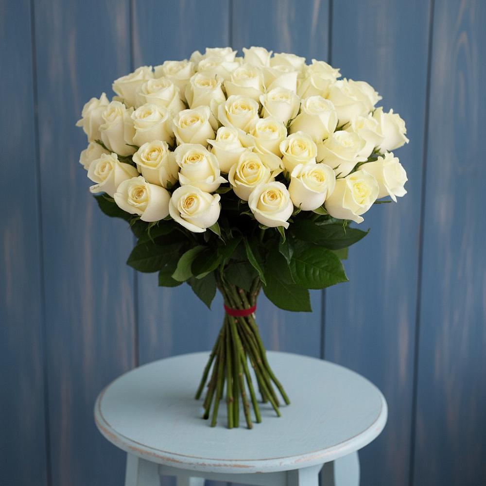 Букет 51 Белая роза Эдлесс Лав в Зайково
