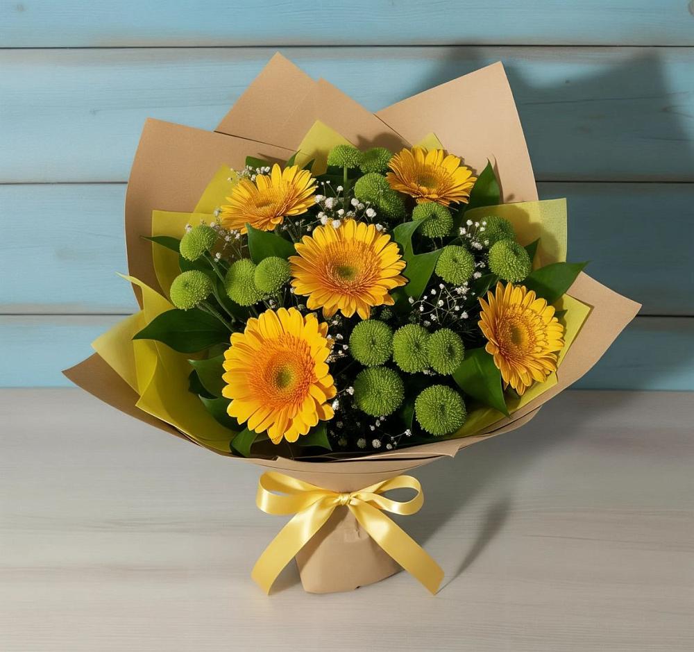 Букет цветов из: Герберы и Хризантемы в Зайково