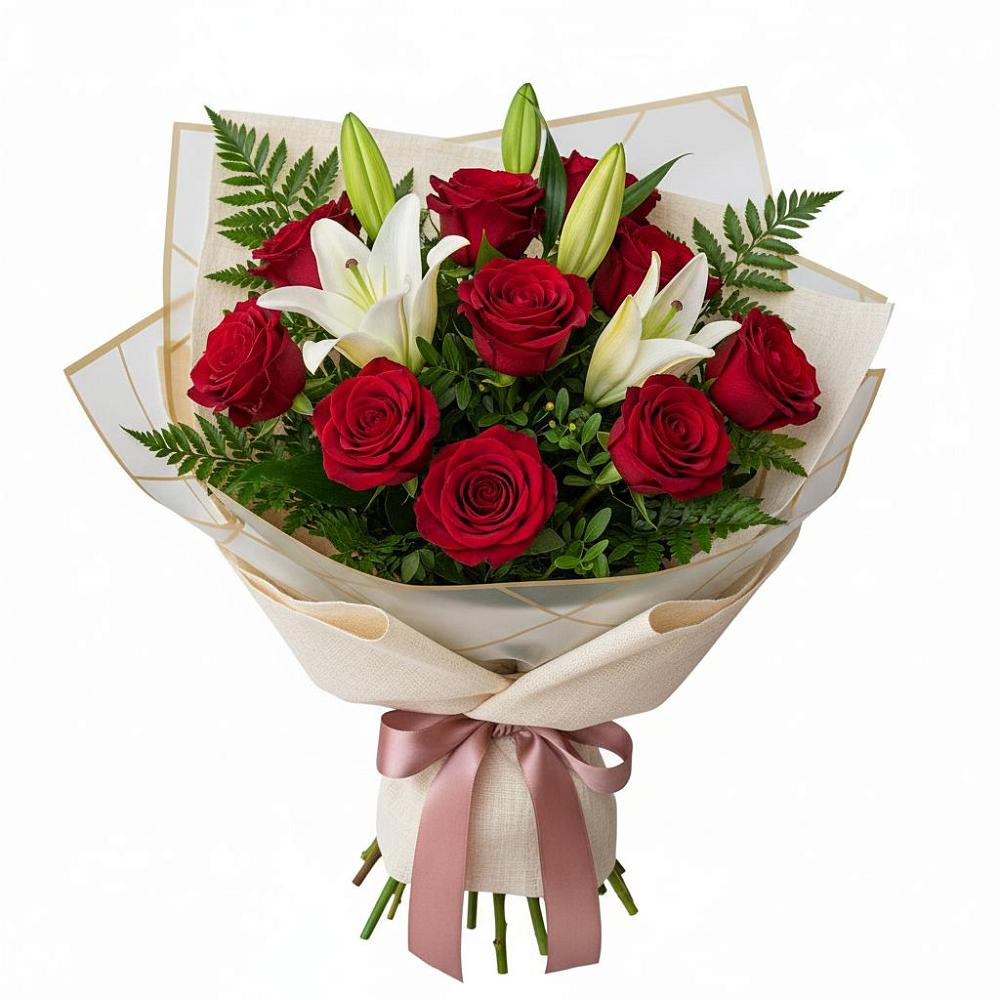 Букет цветов из: Лилии и Розы в Зайково