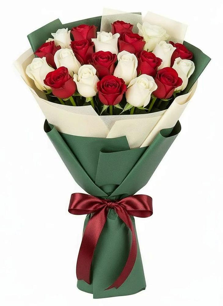 Букет Микс из красных и белых роз в Зайково