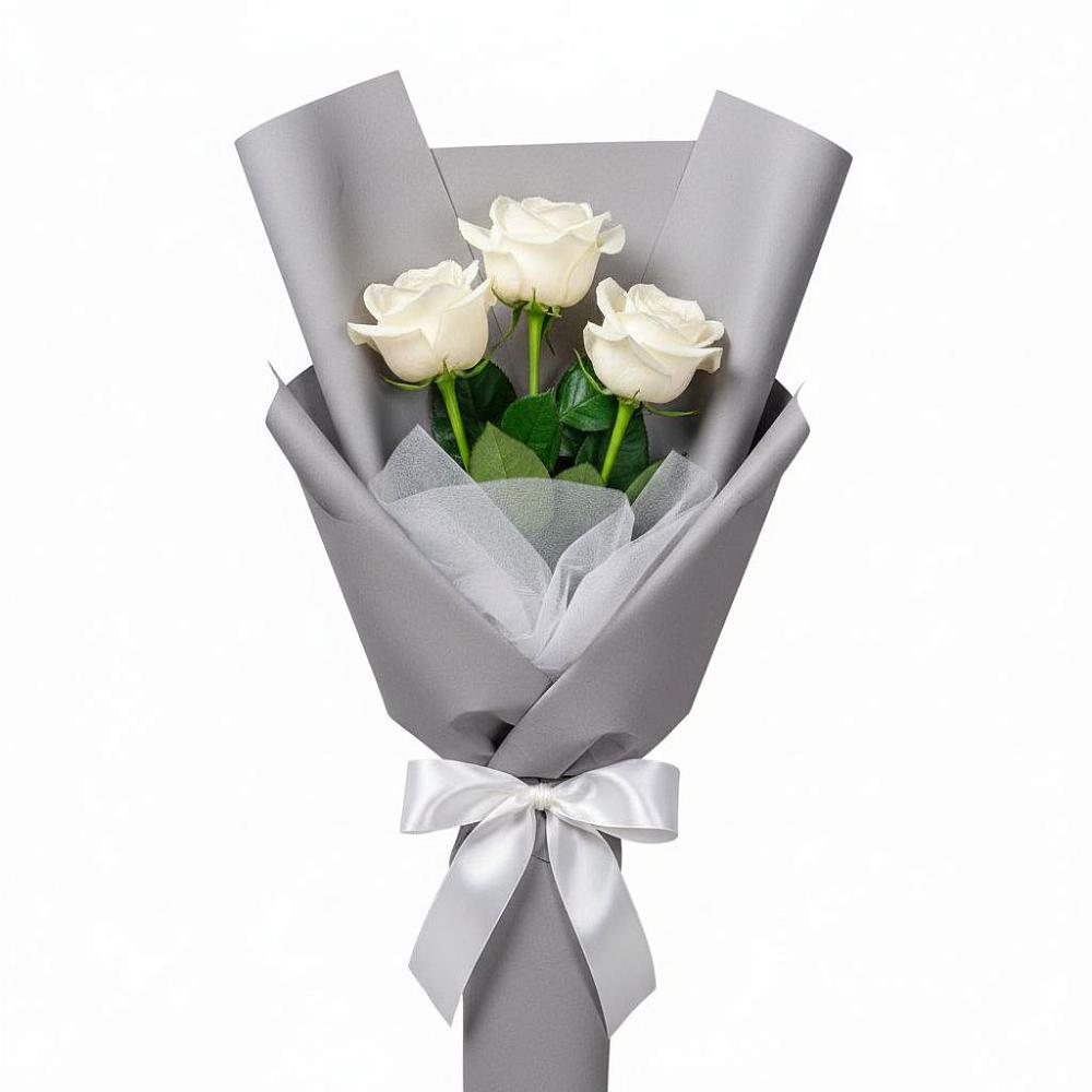 Букет 3 белые розы в Зайково