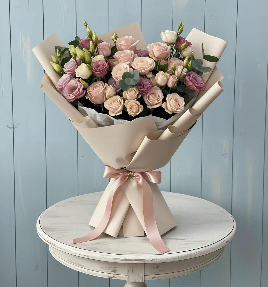 Букет цветов из: Розы и Лизиантусы в Зайково