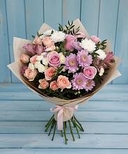 Букет цветов из:  Хризантемы, Розы и Альстромерии в Зайково