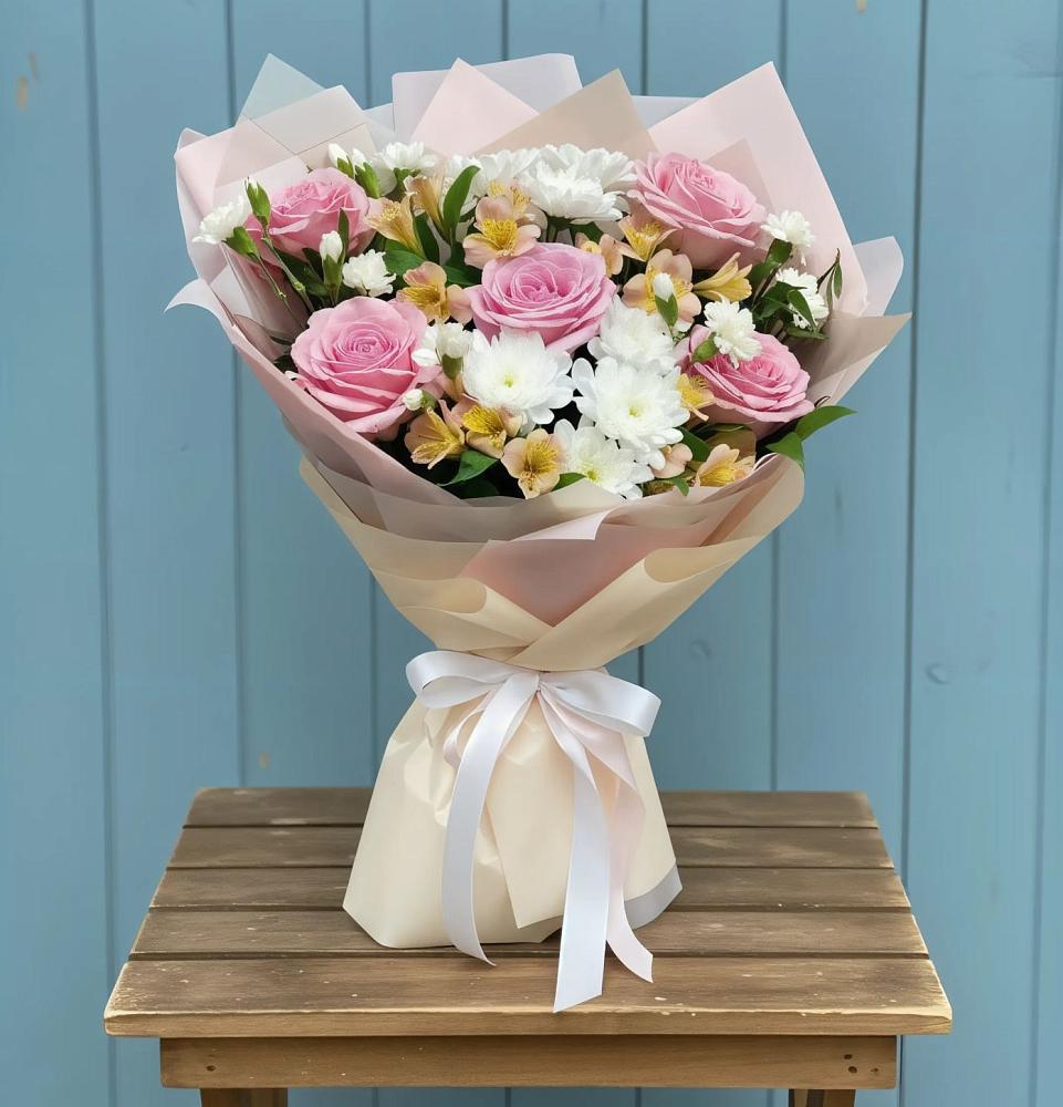 Букет цветов из: Гвоздики, Орхидеи и Розы в Зайково