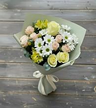 Букет цветов из:  Альстромерии, Розы и Хризантемы в Зайково
